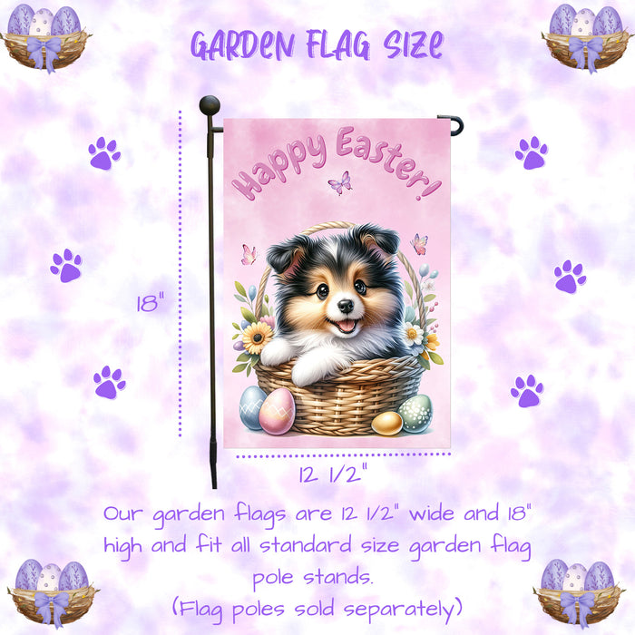 Collie Dog Farmhouse Easter Garden Flag Puppy Eggs Porch Yard Outdoor Décor 12x18 Inch Single Side and Double Sided