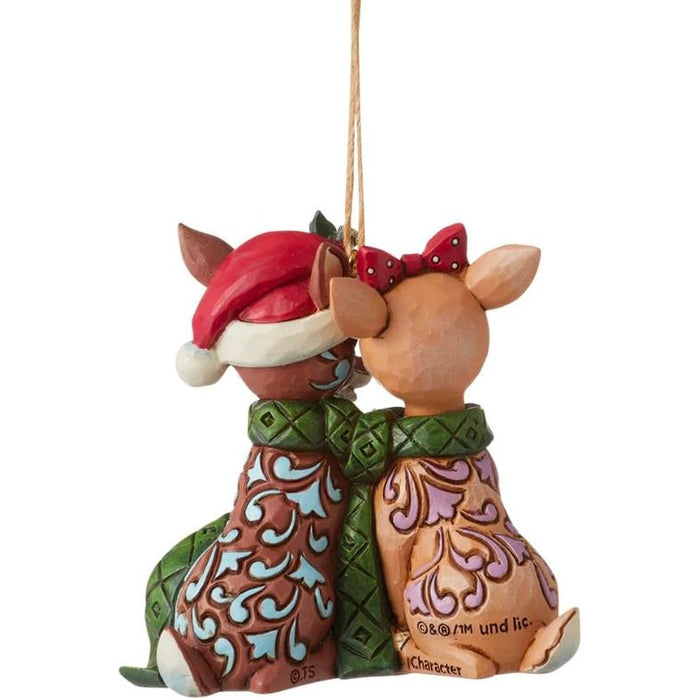 Enesco Jim Shore Rudolph The Red-Nosed Reindeer and Clarice Sharing a Scarf Ornament
