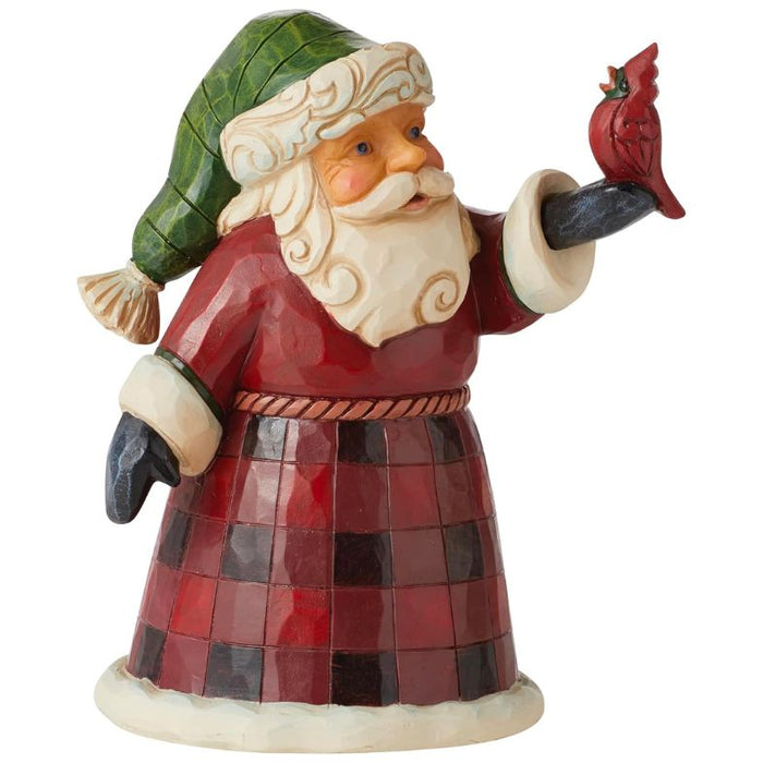 Enesco Jim Shore Heartwood Creek Buffalo Plaid Santa Pint-Sized Figurine, 5"