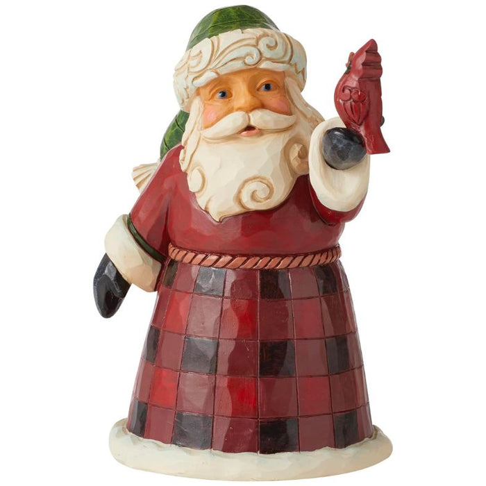 Enesco Jim Shore Heartwood Creek Buffalo Plaid Santa Pint-Sized Figurine, 5"