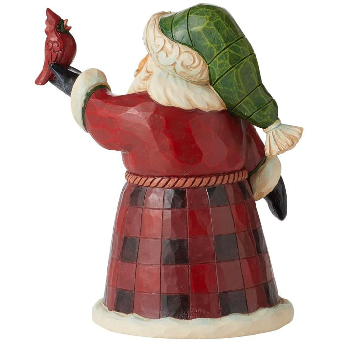 Enesco Jim Shore Heartwood Creek Buffalo Plaid Santa Pint-Sized Figurine, 5"