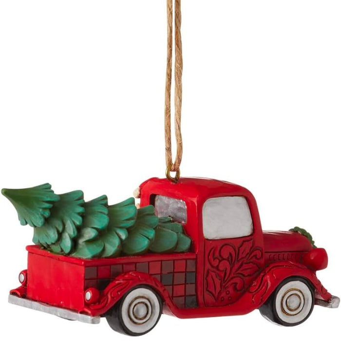Enesco Jim Shore Heartwood Creek Four Seasons Highland Santa Plaid Red Truck Ornament