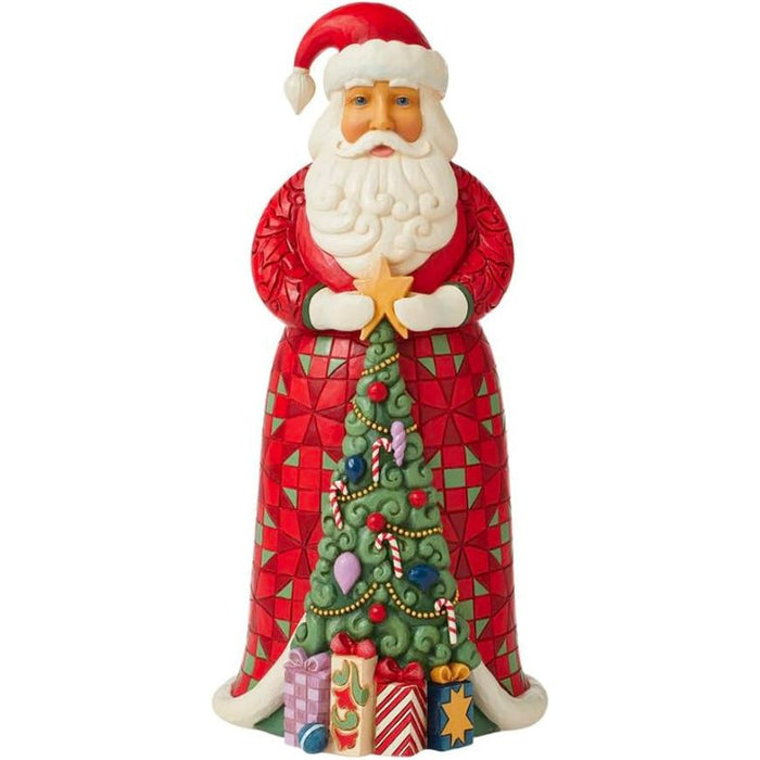 Enesco Jim Shore Heartwood Creek Santa with Christmas Tree Coat Figurine