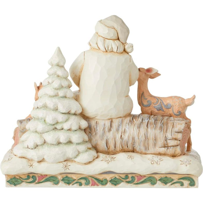 Enesco Jim Shore Heartwood Creek White Woodland Santa Sitting with Animal Figurine