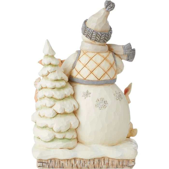 Enesco Jim Shore Heartwood Creek White Woodland Snowman with Deer and Bunny Figurine