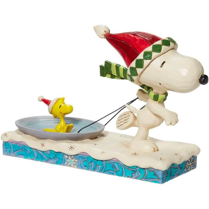 Enesco Jim Shore Peanuts Snoopy with Woodstock On Saucer Figurine