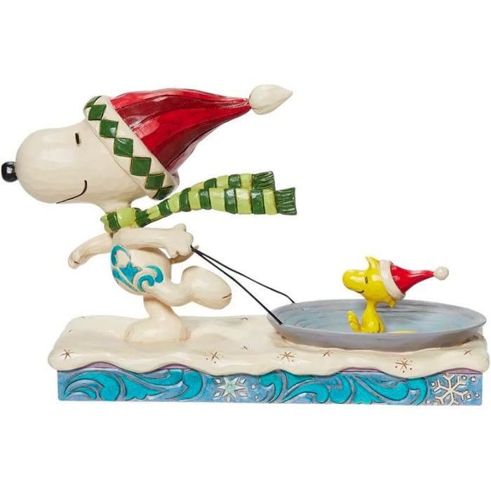 Enesco Jim Shore Peanuts Snoopy with Woodstock On Saucer Figurine