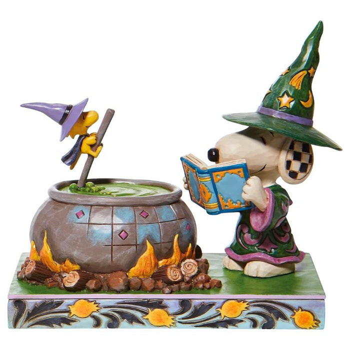 Enesco Jim Shore Witch Snoopy and Woodstock Surrounding a Cauldron Figurine, 5.5"