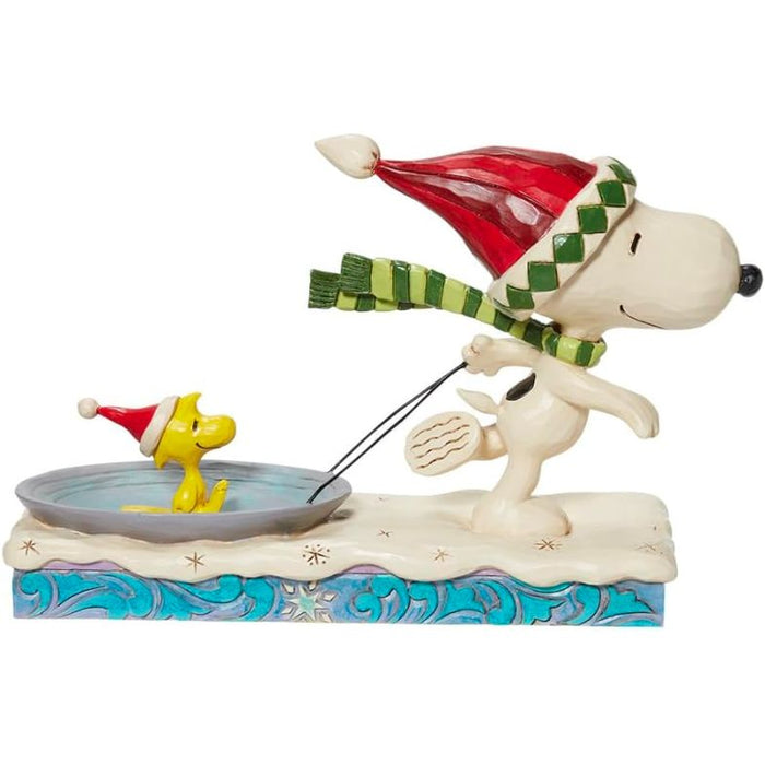 Enesco Jim Shore Peanuts Snoopy with Woodstock On Saucer Figurine