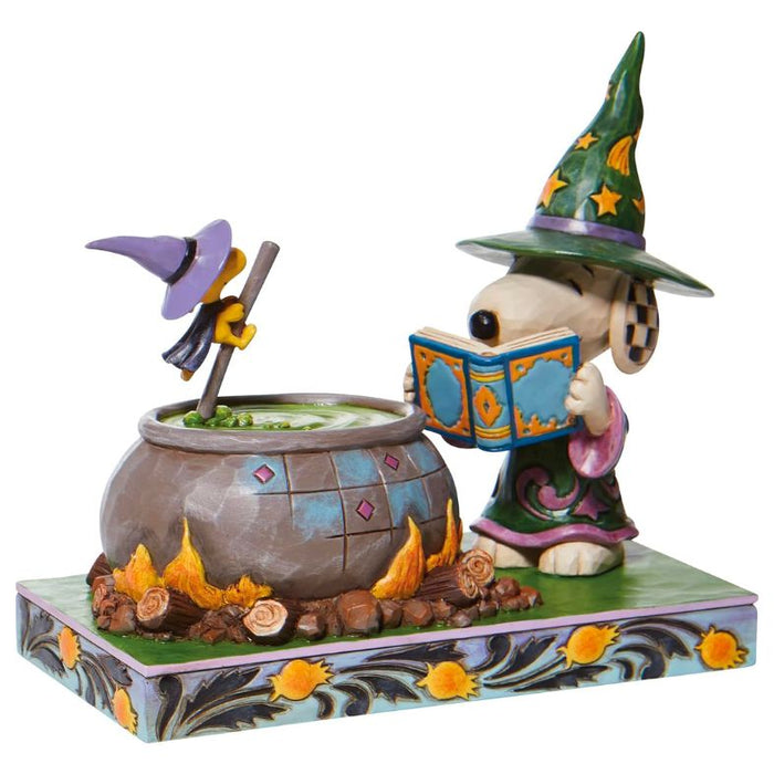 Enesco Jim Shore Witch Snoopy and Woodstock Surrounding a Cauldron Figurine, 5.5"