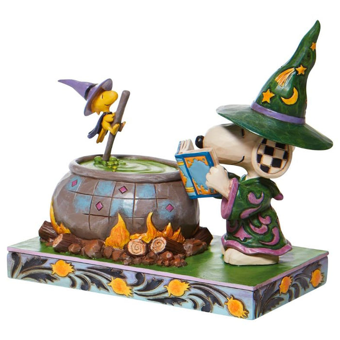 Enesco Jim Shore Witch Snoopy and Woodstock Surrounding a Cauldron Figurine, 5.5"