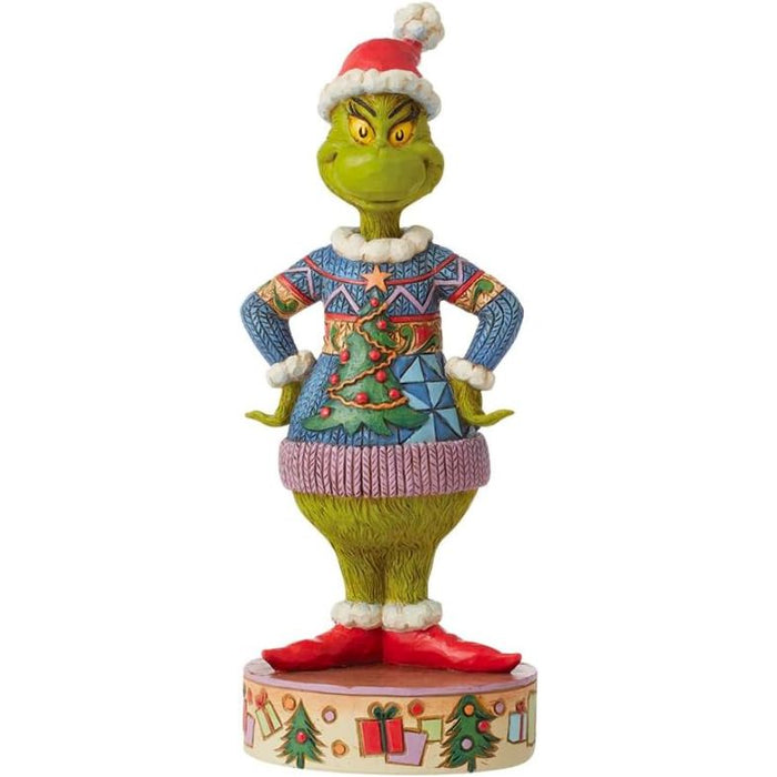 Enesco Jim Shore Dr. Seuss Grinch Wearing Ugly Sweater Figurine, 8.66"