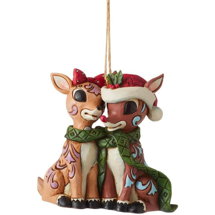 Enesco Jim Shore Rudolph The Red-Nosed Reindeer and Clarice Sharing a Scarf Ornament
