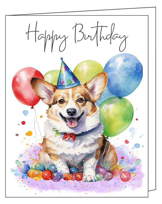 Happy Birthday Greeting Cards Corgi - Cute Note Cards for Dog Lovers - Blank Inside Envelope Included, GCHB00100