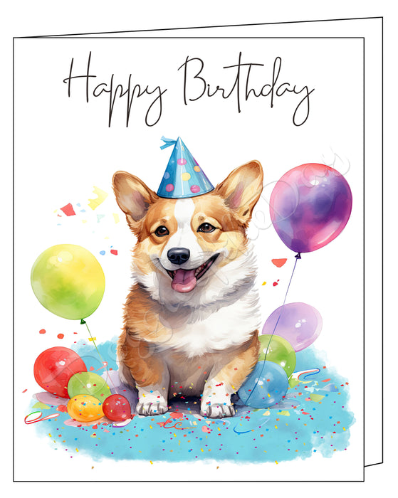 Happy Birthday Greeting Cards Corgi - Cute Note Cards for Dog Lovers - Blank Inside Envelope Included, GCHB00101