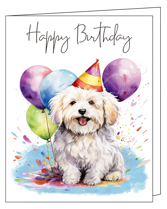 Happy Birthday Greeting Cards Coton De Tulear - Cute Note Cards for Dog Lovers - Blank Inside Envelope Included, GCHB00104