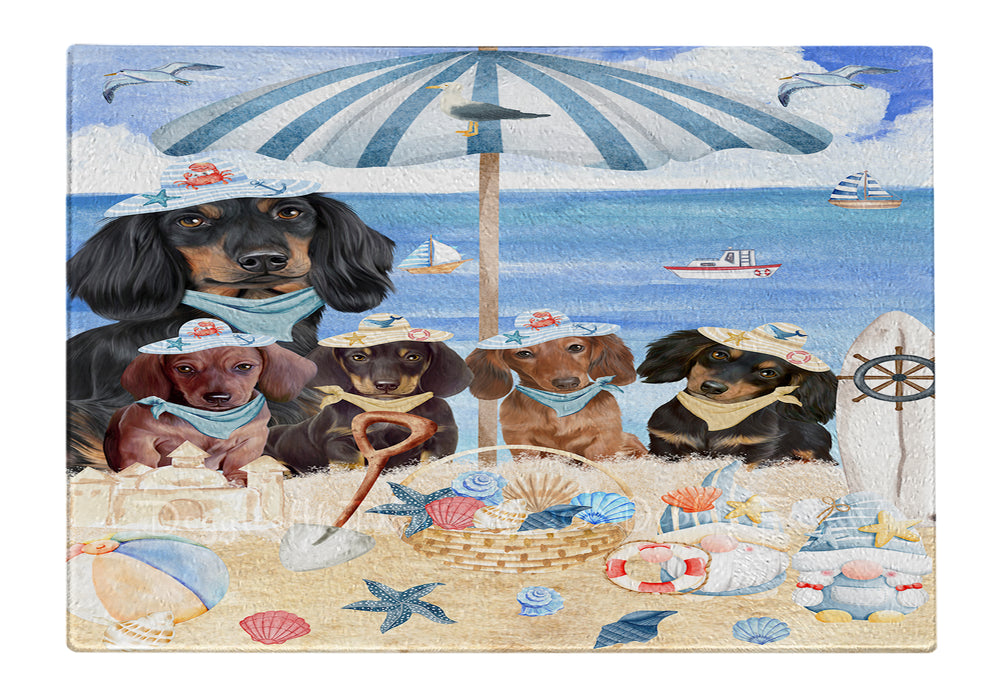 Nautical summer beach Dachshund Dogs Cutting Board - For Kitchen - Scratch & Stain Resistant - Designed To Stay In Place - Easy To Clean By Hand - Perfect for Chopping Meats, Vegetables