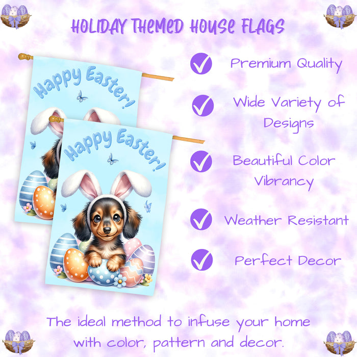 Easter Dachshund Puppy Garden Flag 28x40 Inch Double-Sided Spring Outdoor Porch Yard Decor Gift