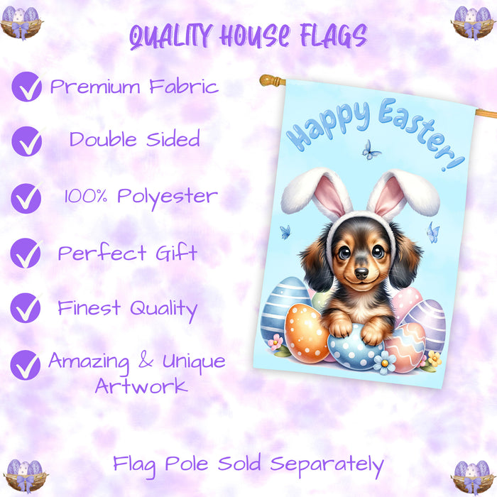 Easter Dachshund Puppy Garden Flag 28x40 Inch Double-Sided Spring Outdoor Porch Yard Decor Gift