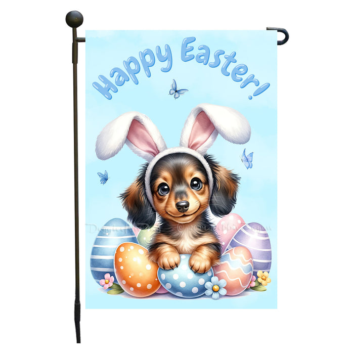Dachshund Dog Farmhouse Easter Garden Flag Puppy Eggs Porch Yard Outdoor Décor 12x18 Inch Single Side and Double Sided