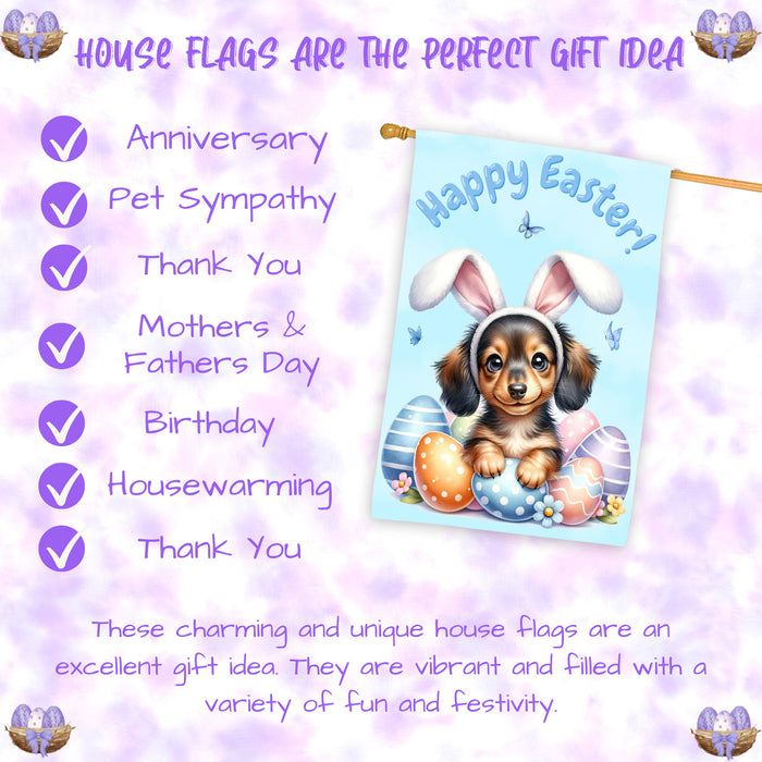 Easter Dachshund Puppy Garden Flag 28x40 Inch Double-Sided Spring Outdoor Porch Yard Decor Gift
