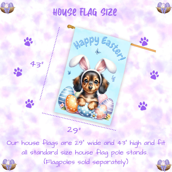 Easter Dachshund Puppy Garden Flag 28x40 Inch Double-Sided Spring Outdoor Porch Yard Decor Gift