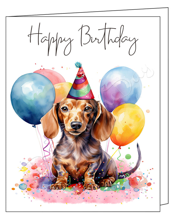 Happy Birthday Greeting Cards Dachshund - Cute Note Cards for Dog Lovers - Blank Inside Envelope Included, GCHB00105