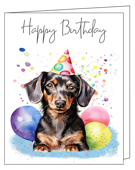 Happy Birthday Greeting Cards Dachshund - Cute Note Cards for Dog Lovers - Blank Inside Envelope Included, GCHB00106