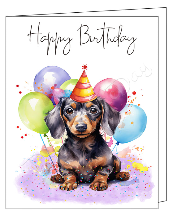Happy Birthday Greeting Cards Dachshund - Cute Note Cards for Dog Lovers - Blank Inside Envelope Included, GCHB00107