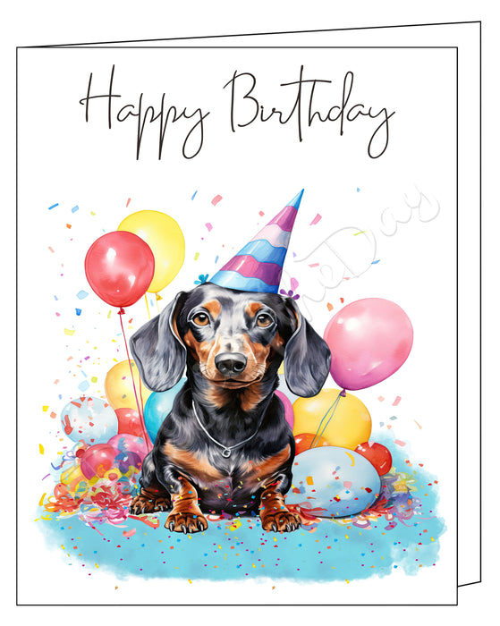 Happy Birthday Greeting Cards Dachshund - Cute Note Cards for Dog Lovers - Blank Inside Envelope Included, GCHB00108