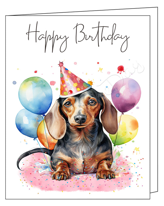 Happy Birthday Greeting Cards Dachshund - Cute Note Cards for Dog Lovers - Blank Inside Envelope Included, GCHB00109