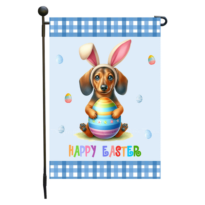 Dachshund Puppy Easter Day Garden Flags for Outdoor Decorations - Double Sided Yard Lawn Easter Festival Decorative Gift - Holiday Dogs Flag Decor 12 1/2"w x 18"h