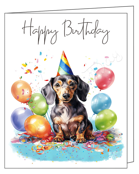 Happy Birthday Greeting Cards Dachshund - Cute Note Cards for Dog Lovers - Blank Inside Envelope Included, GCHB00110