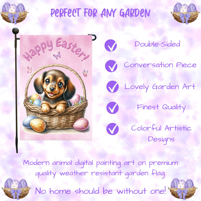 Dachshund Dog Easter Garden Flag Puppy Spring Porch Décor Gifts for Grandparents 12x18 Inch Single Side and Double Sided