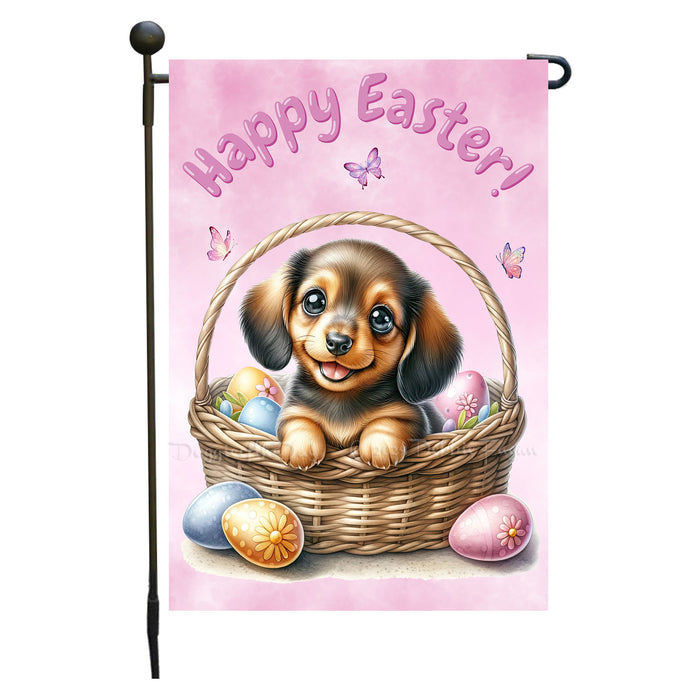 Dachshund Dog Easter Garden Flag Puppy Spring Porch Décor Gifts for Grandparents 12x18 Inch Single Side and Double Sided
