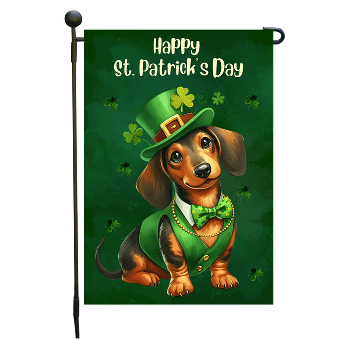 Dachshund Dog St Patricks Day Garden Flag 12 x 18 Inch Irish Shamrock Yard Decor