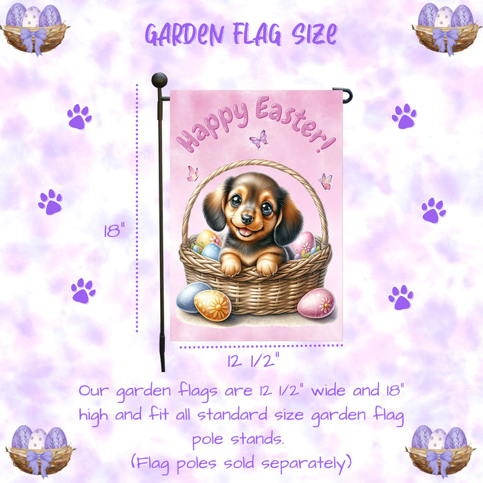 Dachshund Dog Easter Garden Flag Puppy Spring Porch Décor Gifts for Grandparents 12x18 Inch Single Side and Double Sided