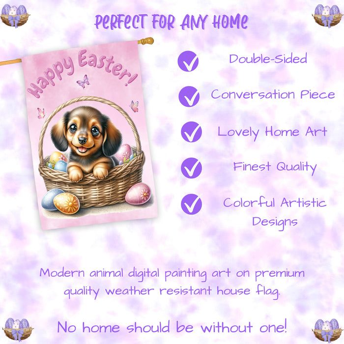 Dachshund Dog Spring Easter House Flag Outdoor Yard Decor Double-Sided 28x40 Farmhouse Porch Flag