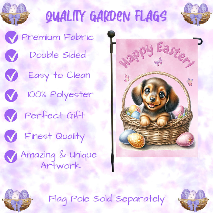 Dachshund Dog Easter Garden Flag Puppy Spring Porch Décor Gifts for Grandparents 12x18 Inch Single Side and Double Sided