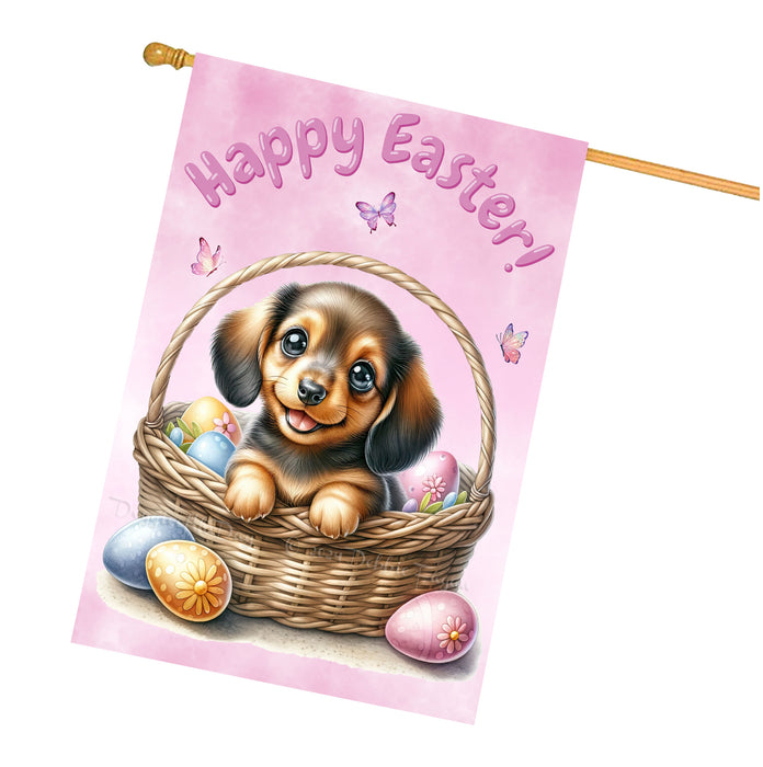 Dachshund Dog Spring Easter House Flag Outdoor Yard Decor Double-Sided 28x40 Farmhouse Porch Flag