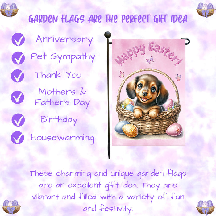 Dachshund Dog Easter Garden Flag Puppy Spring Porch Décor Gifts for Grandparents 12x18 Inch Single Side and Double Sided