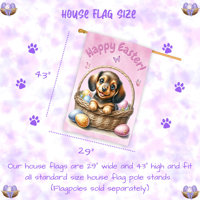 Dachshund Dog Spring Easter House Flag Outdoor Yard Decor Double-Sided 28x40 Farmhouse Porch Flag