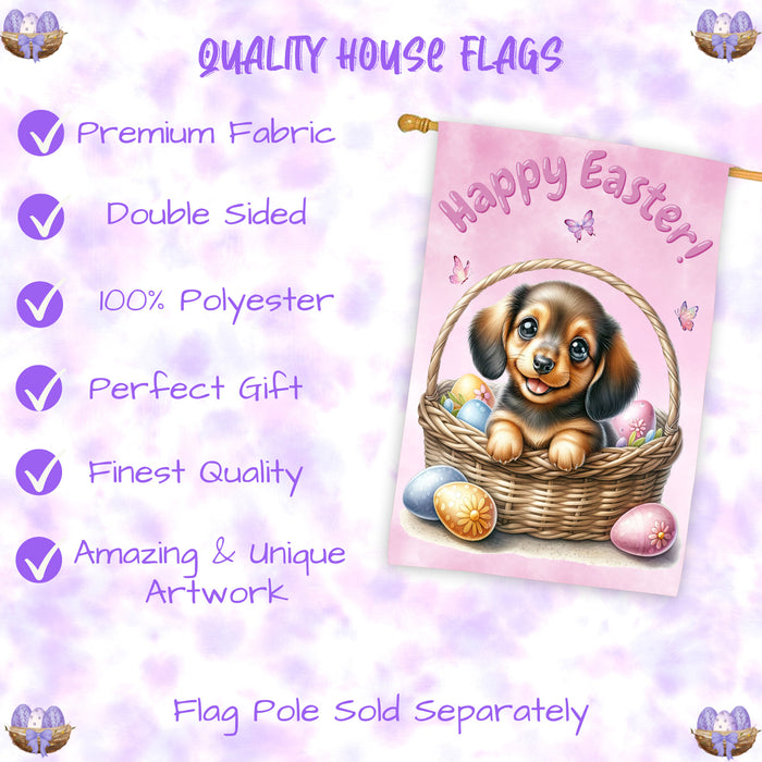 Dachshund Dog Spring Easter House Flag Outdoor Yard Decor Double-Sided 28x40 Farmhouse Porch Flag