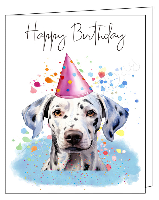 Happy Birthday Greeting Cards Dalmatian - Cute Note Cards for Dog Lovers - Blank Inside Envelope Included, GCHB00112