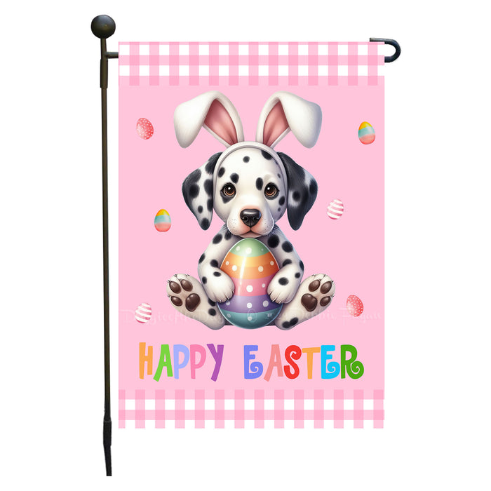 Dalmatian Dog Easter Day Garden Flags for Outdoor Decorations - Double Sided Yard Lawn Easter Festival Decorative Gift - Holiday Dogs Flag Decor 12 1/2"w x 18"h