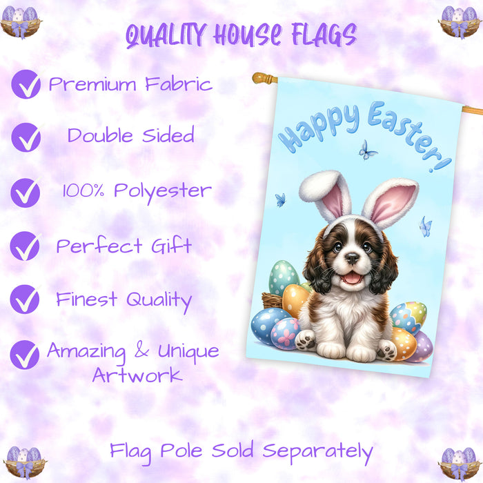 English Springer Spaniel Easter Puppy House Flag Spring Garden Outdoor Décor 28x40 Inch Double-Sided