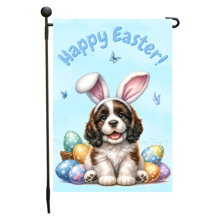 English Springer Spaniel Dog Easter Garden Flag Puppy Spring Yard Lawn Décor 12x18 Inch Single Side and Double Sided