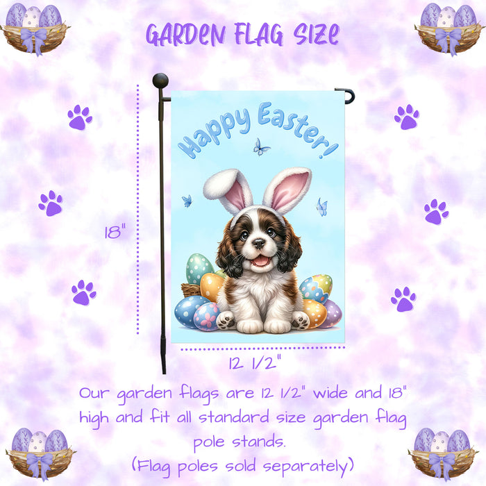 English Springer Spaniel Dog Easter Garden Flag Puppy Spring Yard Lawn Décor 12x18 Inch Single Side and Double Sided