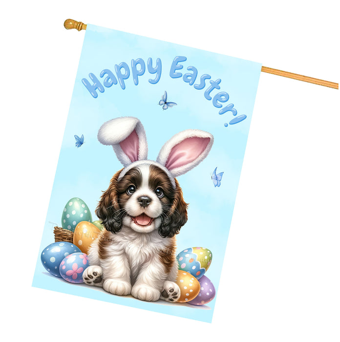 English Springer Spaniel Easter Puppy House Flag Spring Garden Outdoor Décor 28x40 Inch Double-Sided