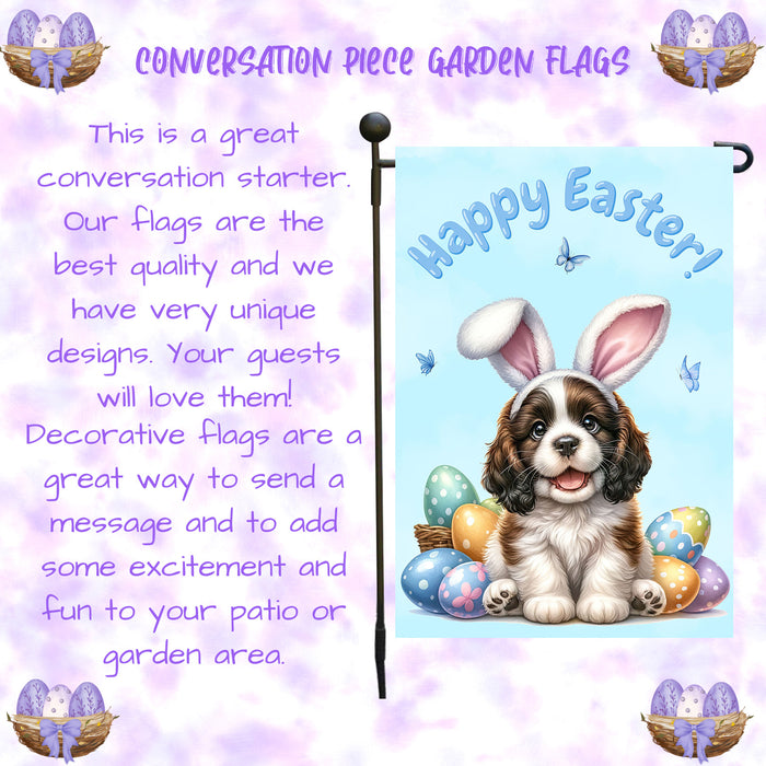 English Springer Spaniel Dog Easter Garden Flag Puppy Spring Yard Lawn Décor 12x18 Inch Single Side and Double Sided